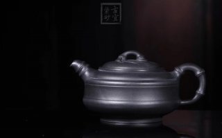 《雙線竹鼓》宜興紫砂壺工藝美術(shù)師手工茶壺茶具石黃泥雙線竹鼓