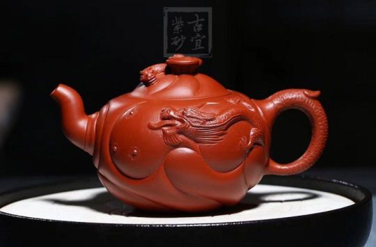 《魚(yú)化龍》宜興紫砂壺魚(yú)化龍紫砂泡茶壺朱泥手工工藝美術(shù)師紫砂茶具